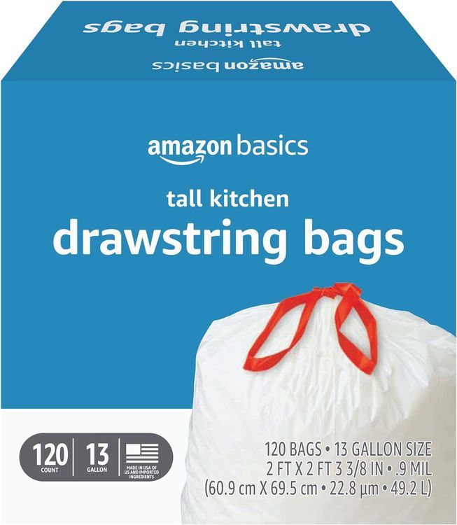 No. 4 - Amazon Basics Tall Kitchen Drawstring Trash Bags - 1