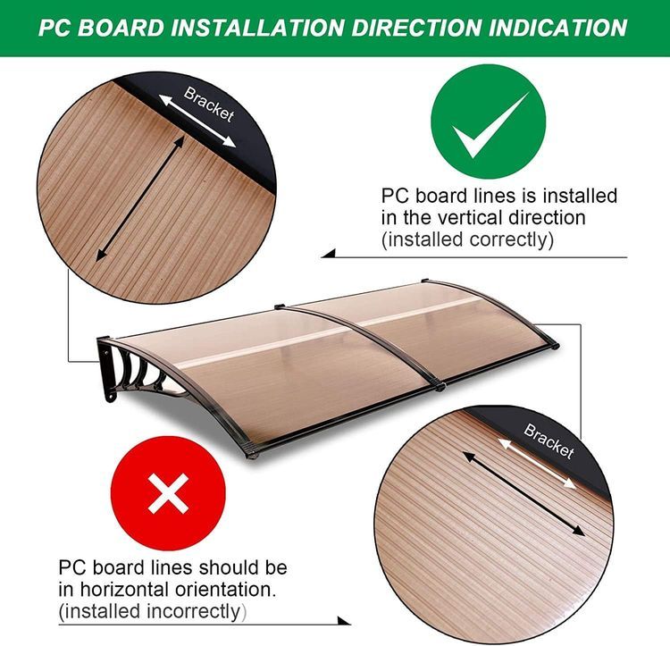 No. 7 - Window Awning Outdoor Polycarbonate Hollow Sheet Door Patio Canopy - 3