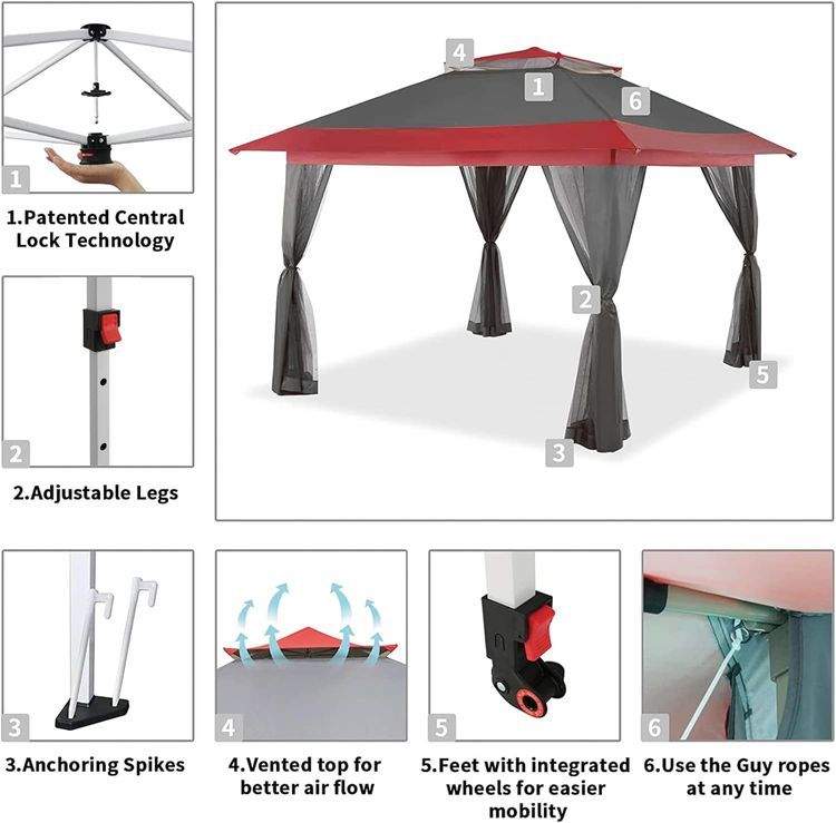 No. 1 - Crown Shades 13x13 Outdoor Pop Up Gazebo - 4