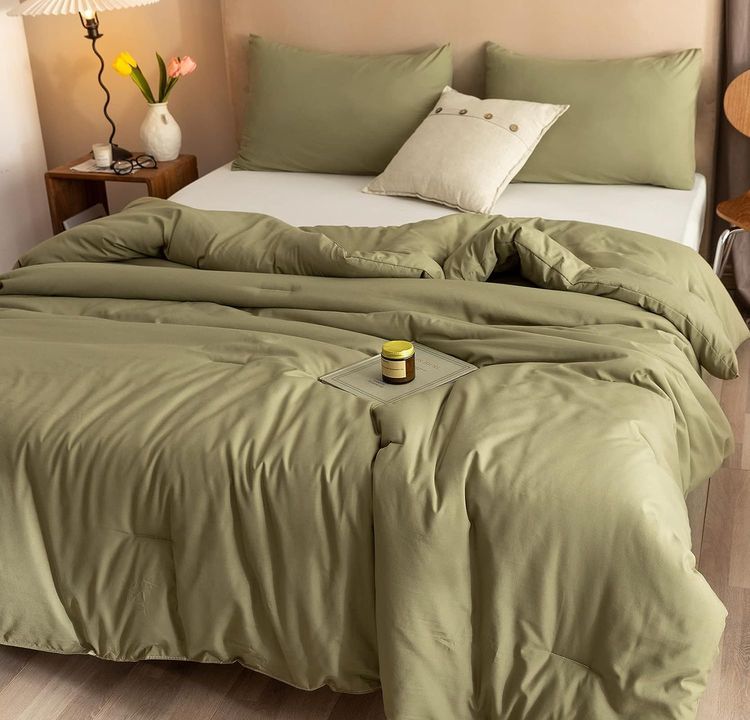 No. 9 - ROSGONIA Olive Green Comforter Set - 4