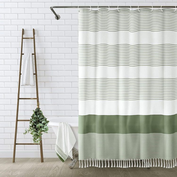 No. 7 - Awellife Boho Sage Green Shower Curtain - 1