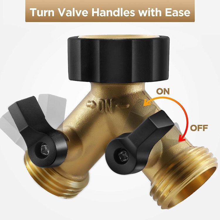 No. 7 - IPOW Solid Brass Y Valve Garden Hose Connector Splitter - 2