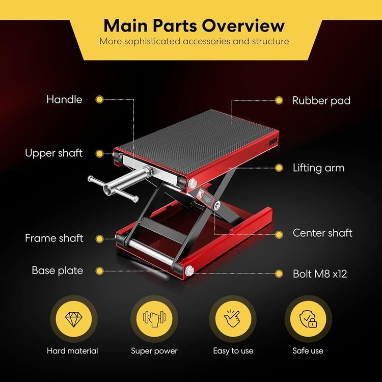 No. 1 - VIVOHOME Steel Motorcycle ATV Wide Deck Scissor Lift Jack Crank Hoist Stand 1100 lbs - 2