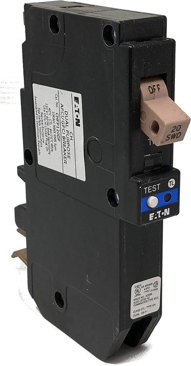 No. 2 - Eaton 20 Amps Arc Fault/Ground Fault Single Pole Circuit Breaker - 1