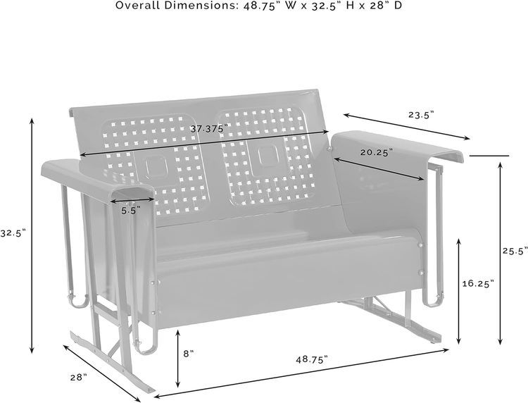 No. 4 - Crosley Furniture CO1024-TU Bates Retro Metal Outdoor Loveseat Glider - 3