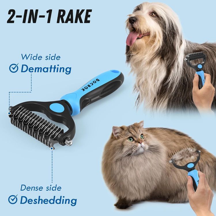 No. 10 - Docrok Dog Grooming Brush and Metal Comb - 2