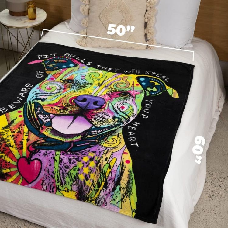 No. 8 - Dawhud Direct Colorful Pit Bull Fleece Blanket - 4