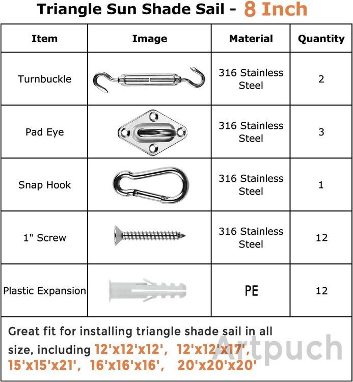 No. 8 - Artpuch Shade Sail Hardware - 4