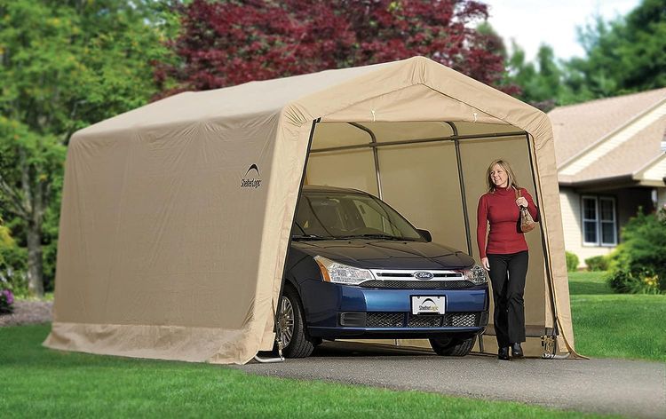 No. 1 - ShelterLogic 10' x 15' x 8' Peak Style Roof Instant Garage Carport - 4