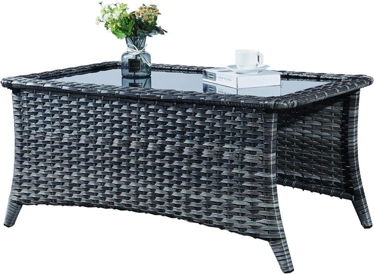 No. 6 - Rilyson Patio Tables Wicker Coffee Table - 1