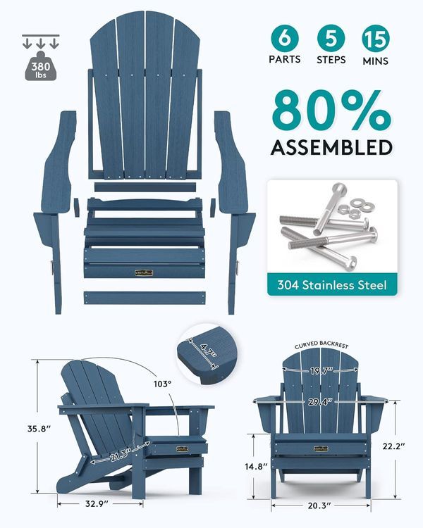 No. 4 - SERWALL Folding Adirondack Chairs - 3