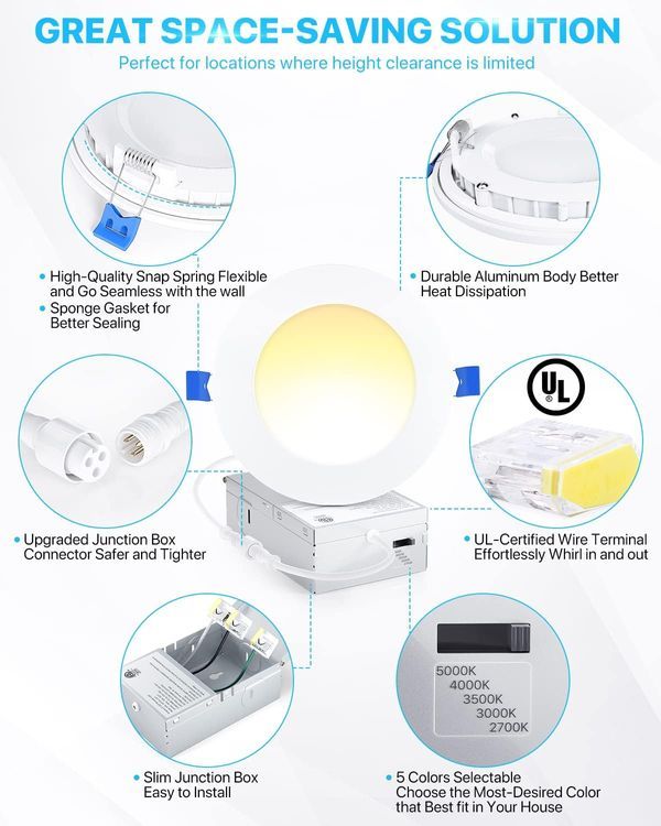 No. 10 - Ensenior 16 Pack Ultra-Thin LED Recessed Lighting 6 Inch 5CCT - 2