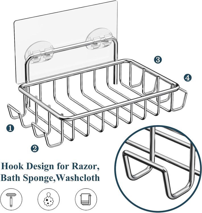 No. 10 - Nieifi Bar Soap Holder with 4 Hooks - 3