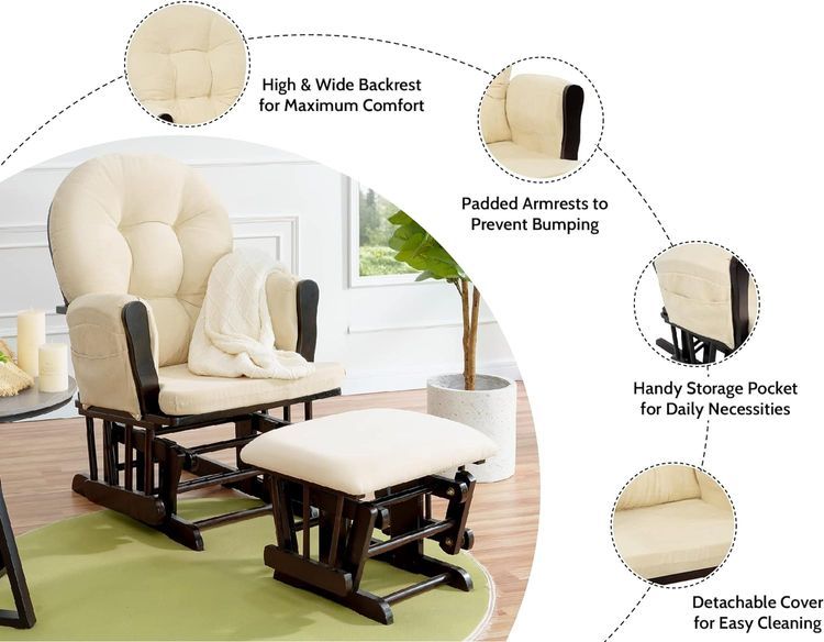 No. 9 - Naomi Home Brisbane Glider & Ottoman Set - 3