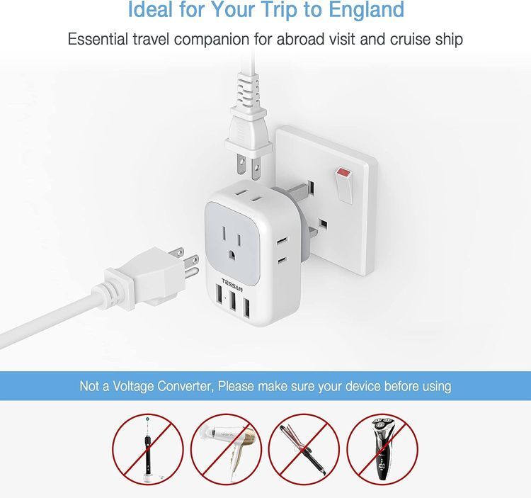 No. 3 - TESSAN US to UK Plug Adapter - 5