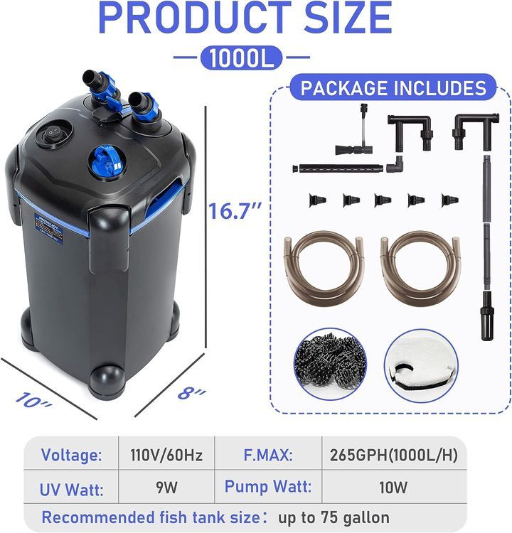 No. 9 - AMOSIJOY 265GPH 3-Stage Canister Filter - 4