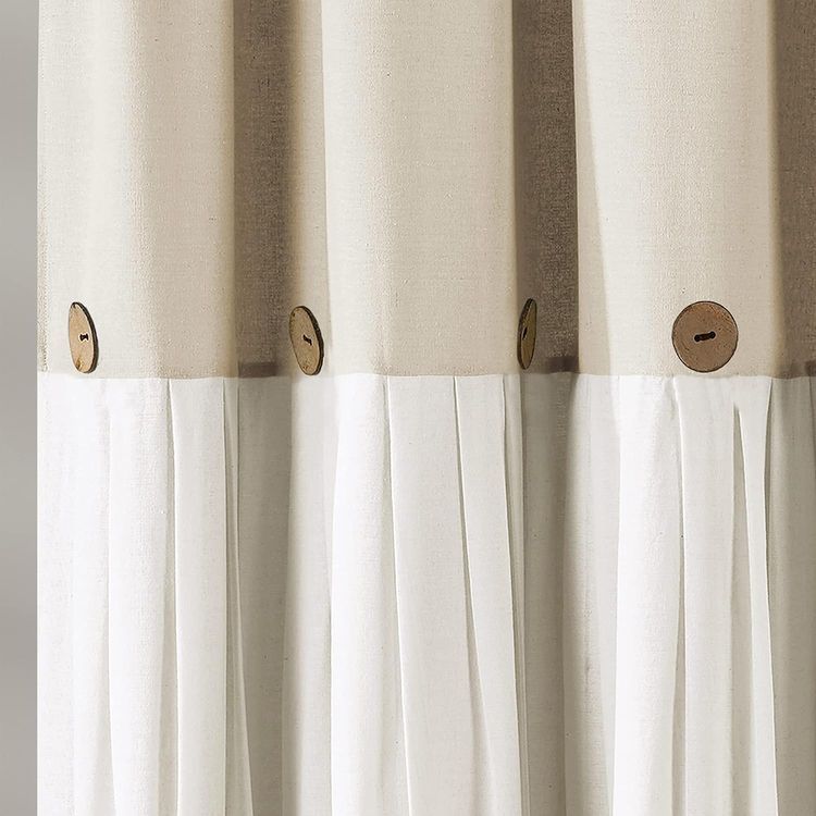 No. 9 - Linen Button Farmhouse Shower Curtain - 4