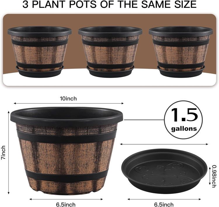 No. 1 - Plant Pots Set of 3 Pack 10 inch - 2