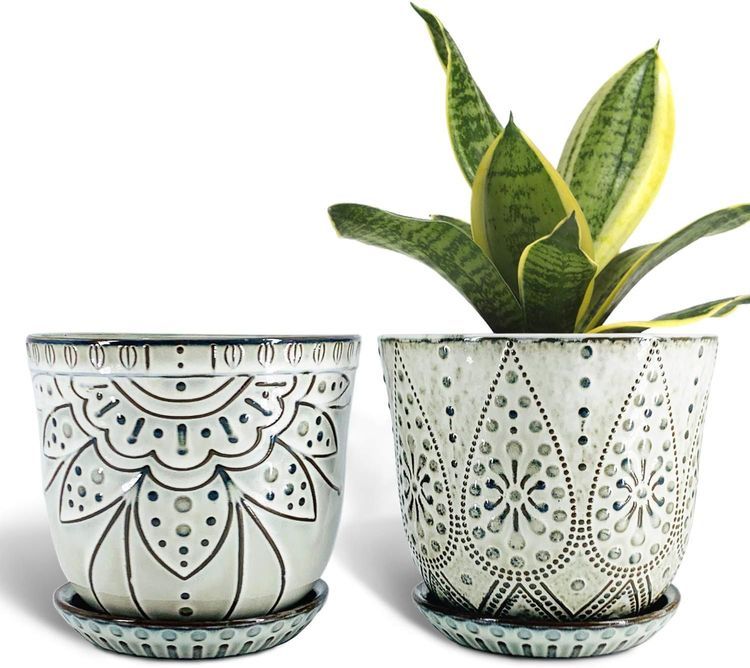 No. 8 - Gepege 6 Inch Beaded Ceramic Planter Set of 2 - 1