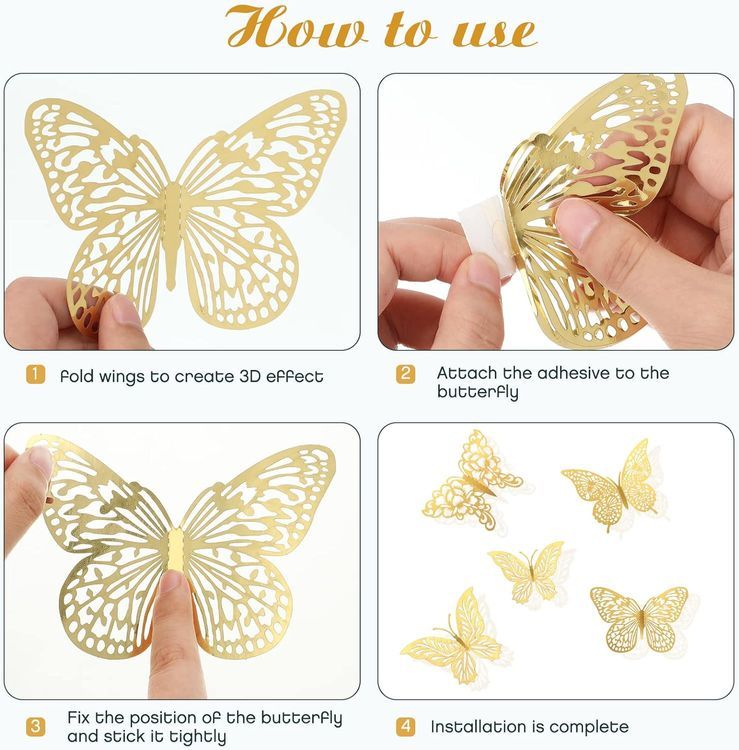 No. 8 - 3D Gold Butterfly Decorations Stickers - 4