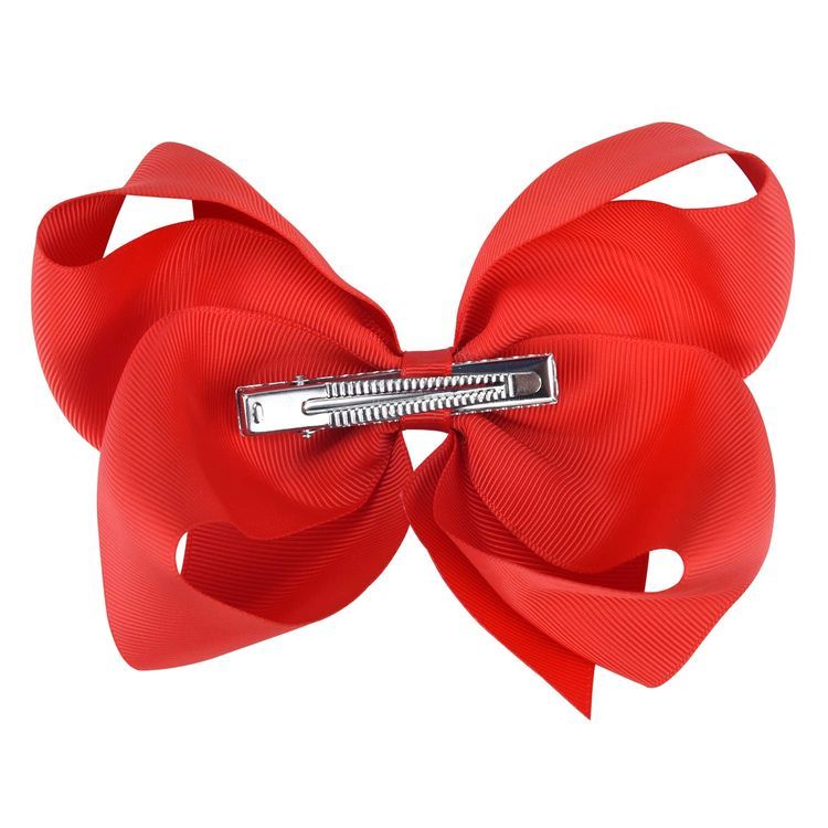 No. 10 - DEEKA 2 PCS 6" Big Hand-made Grosgrain Ribbon Solid Color Hair Bows Alligator Clips Hair Accessories - 3