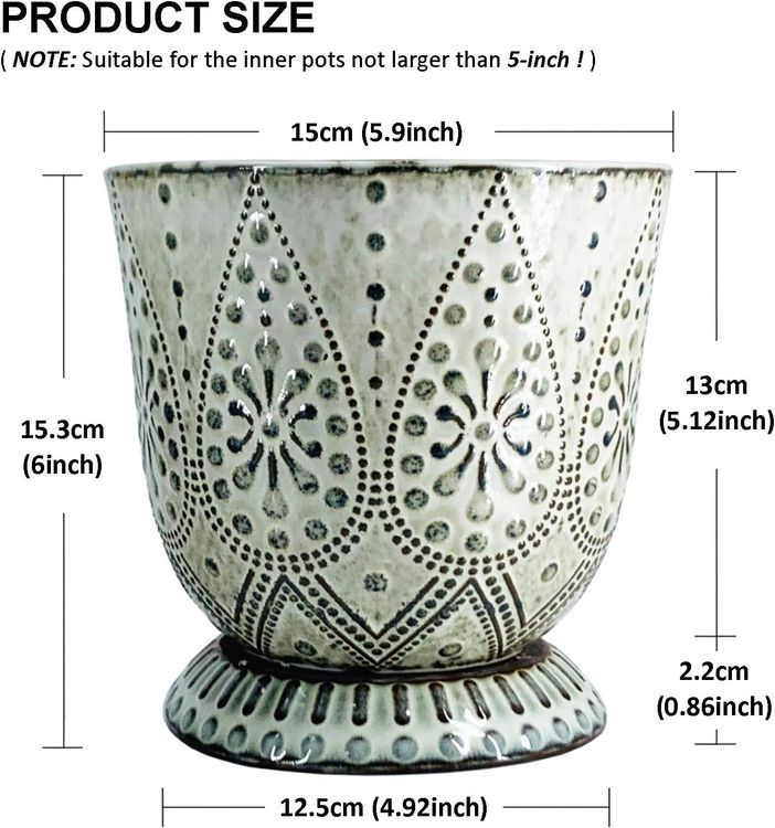 No. 8 - Gepege 6 Inch Beaded Ceramic Planter Set of 2 - 3