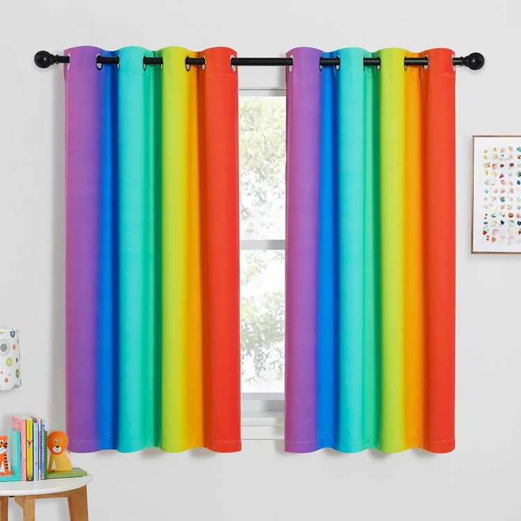 No. 8 - NICETOWN Colorful Rainbow Kitchen Curtains - 1