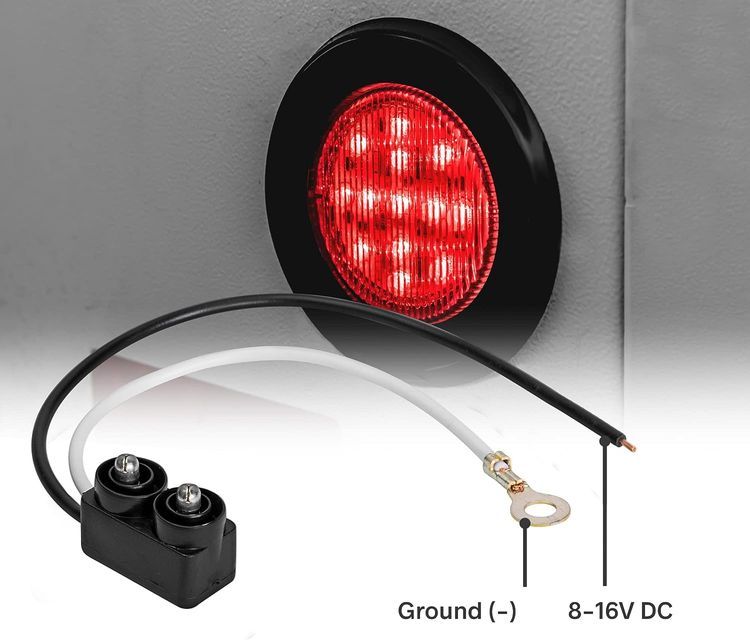 No. 2 - True Mods 2pc 2.5" Red Round Trailer LED Clearance Marker Lights - 4