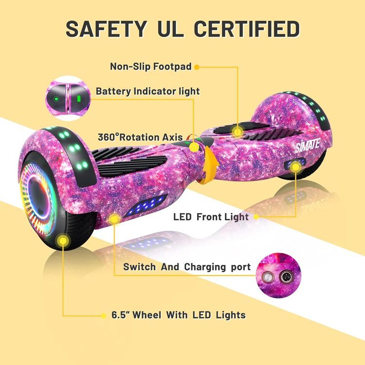 No. 7 - SIMATE 6.5" Hoverboard with Bluetooth & LED Lights - 5