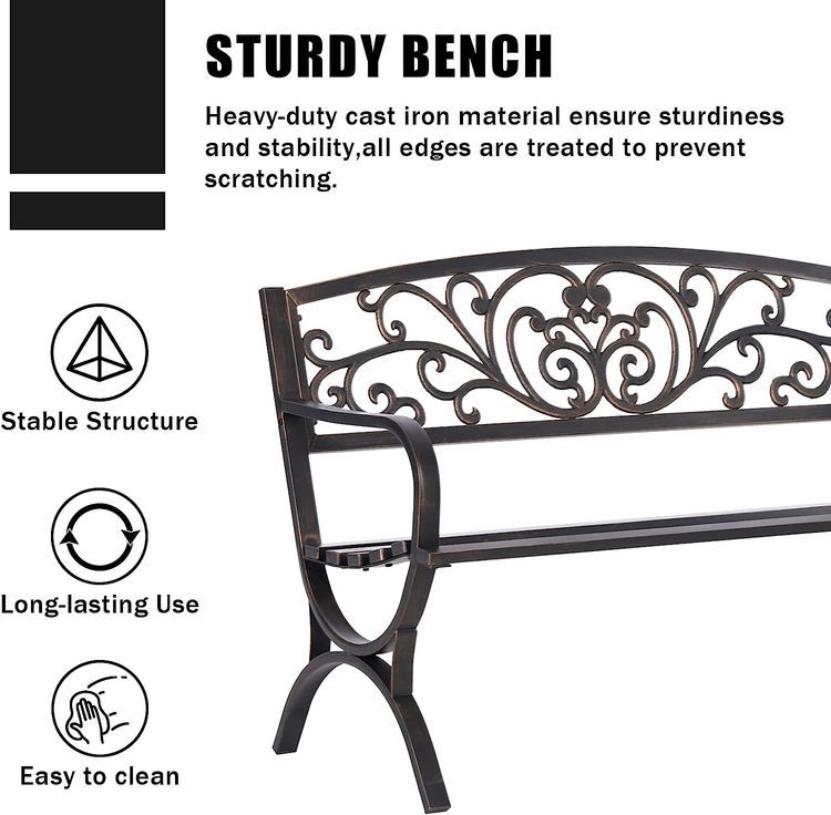 No. 3 - MFSTUDIO 50 Inches Outdoor Garden Bench - 4