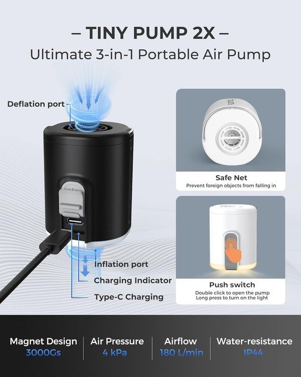 No. 4 - FLEXTAILGEAR Portable Air Pump with Camping Lantern - 3