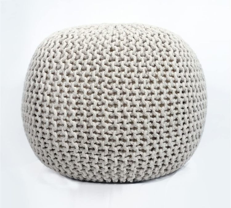 No. 2 - Cotton Knitted Round Pouf - 1