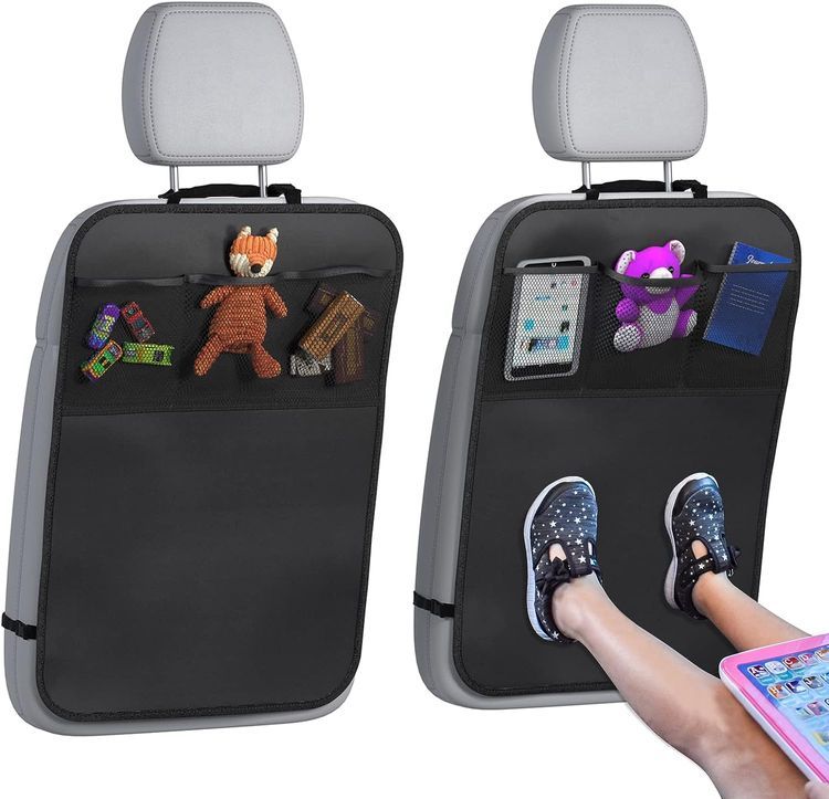 No. 1 - Lebogner Back Seat Cover For Kids + 3 Pocket Storage Organizer - 1
