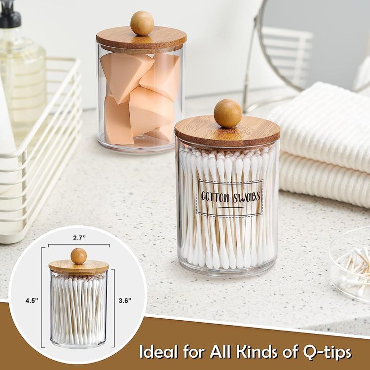 No. 2 - Qtip Holder Dispenser with Bamboo Lids - 4