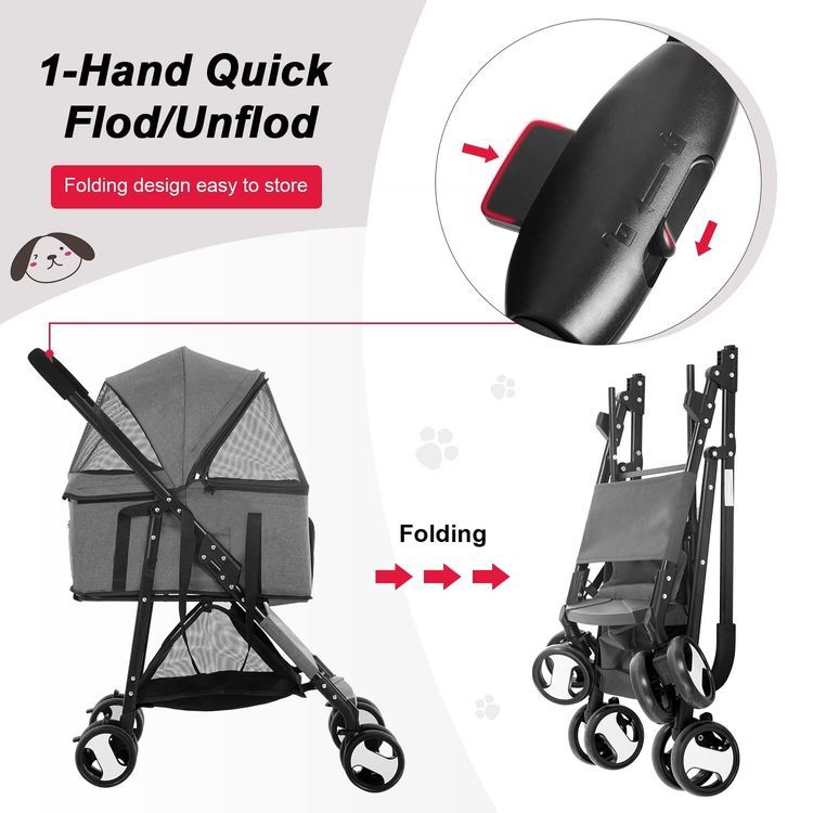 No. 5 - 3-in-1 Multifunction Pet Stroller - 3