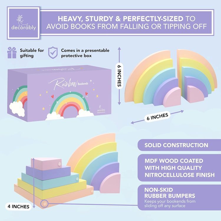 No. 5 - Decorably Rainbow Bookends - 3