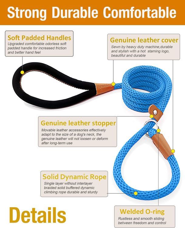 No. 9 - Lynxking Dog Leash Slip Lead Snap Hook Rope Leash Strong Heavy Duty Braided Dog Training Leash - 2