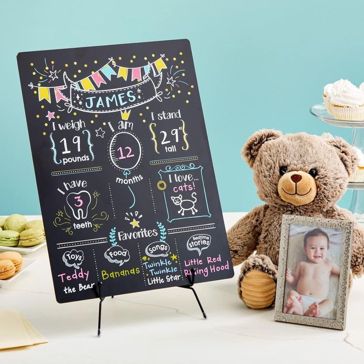 No. 1 - Blue Panda Baby Milestone Chalkboard - 4