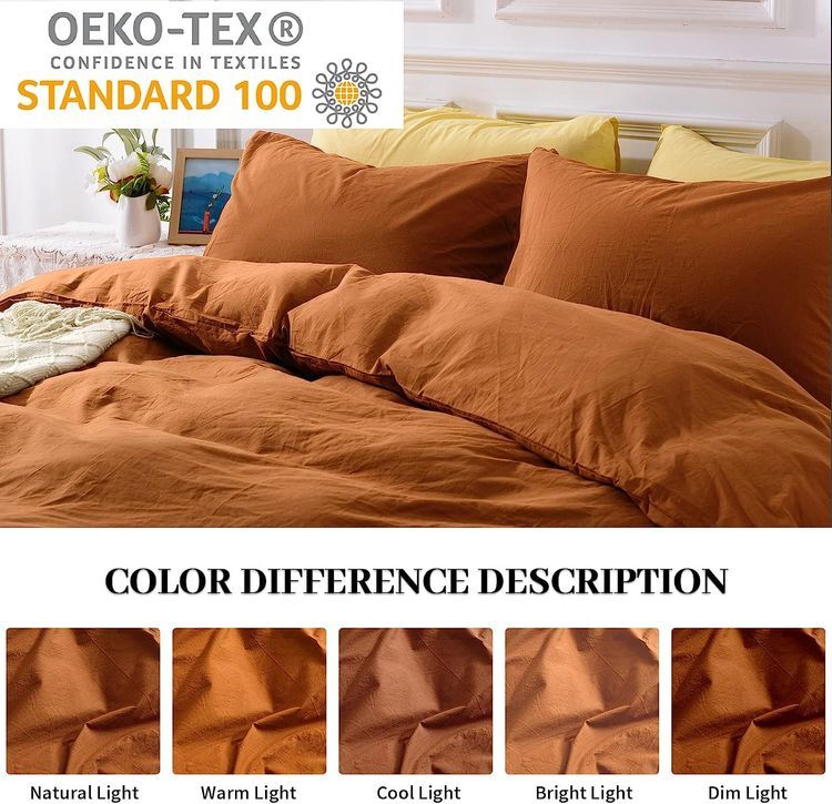 No. 10 - Terracotta Burnt Orange Duvet Cover Set - 5