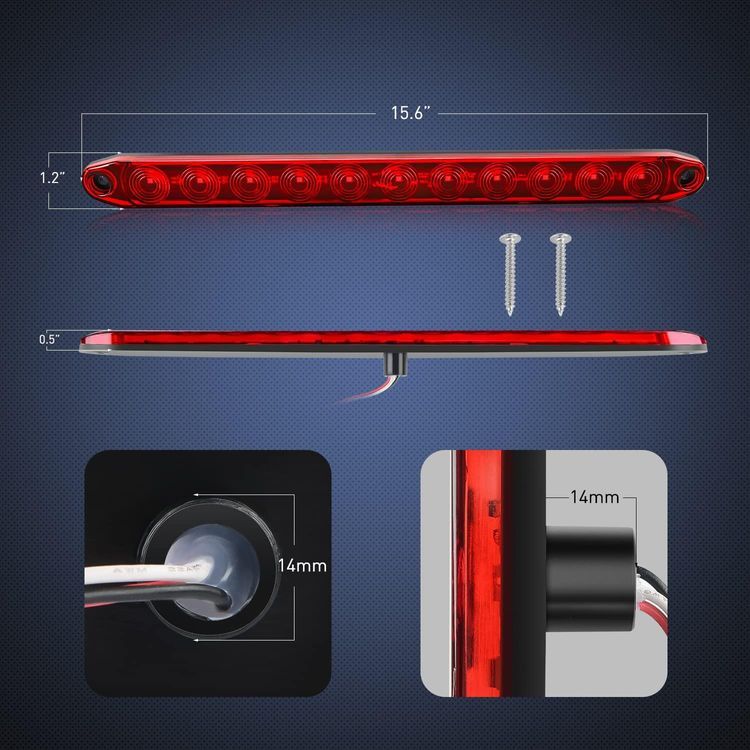 No. 10 - Nilight 2PCS 16Inch 11 LED Red Trailer Light Bar - 2