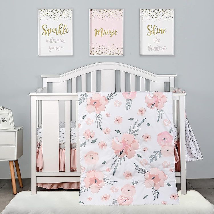 No. 7 - PINNKKU 4-Piece Crib Bedding Set for Girls - 1