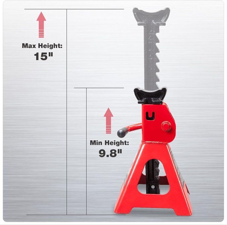 No. 8 - Jack Boss Jack Stands 2 Ton (4,400 LBs) Low Profile Lifting Car Stand, Fit Use for Cars Automotive Sedans, Red, 2 Pack - 5