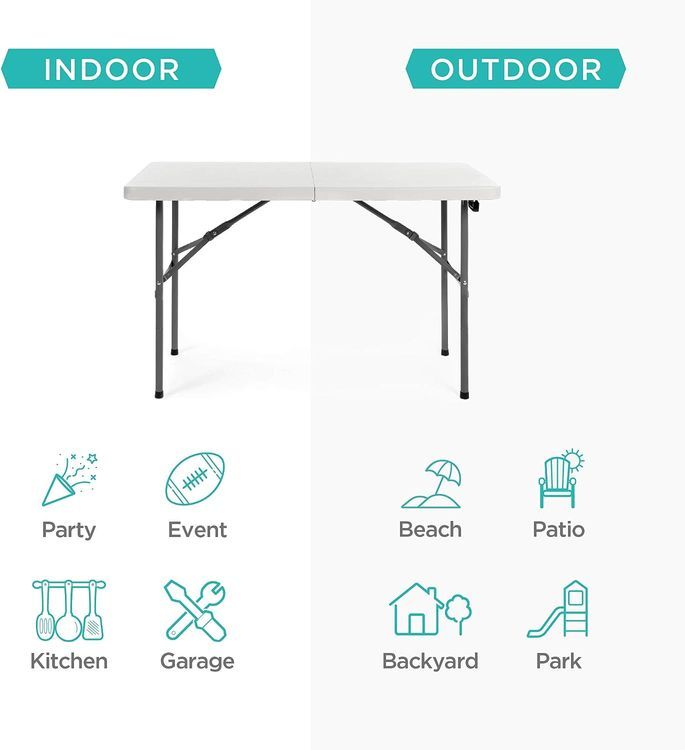 No. 1 - Best Choice Products 4ft Plastic Folding Table - 4