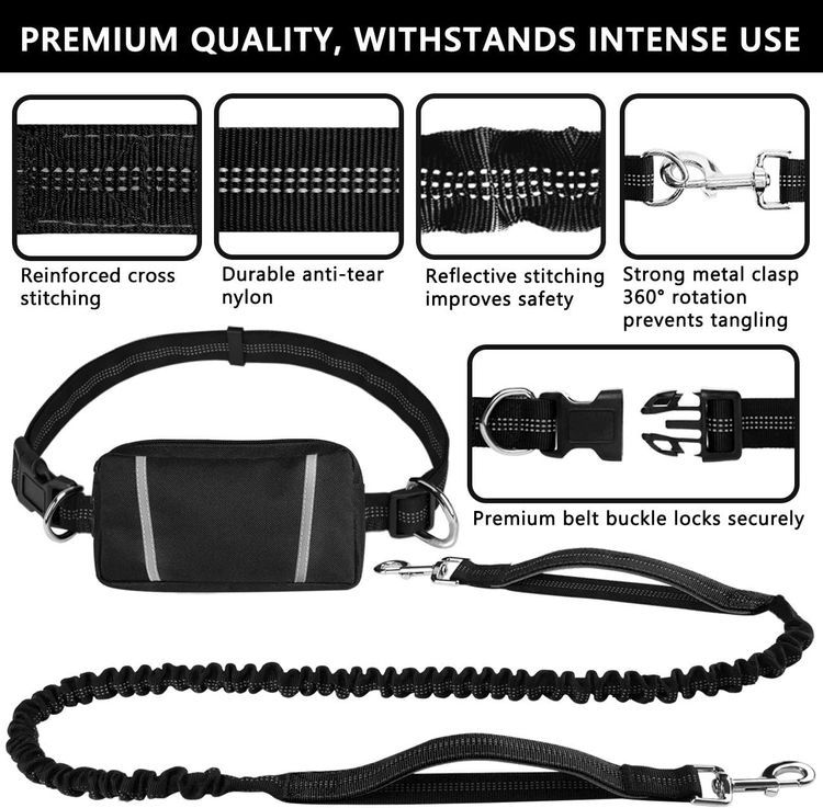 No. 3 - Hands Free Dog Leash Bungee Retractable Dog Running Waist Leash - 2