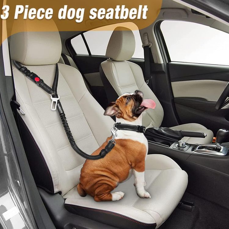 No. 4 - 3 Piece Set Dog Seat Belt Retractable - 2