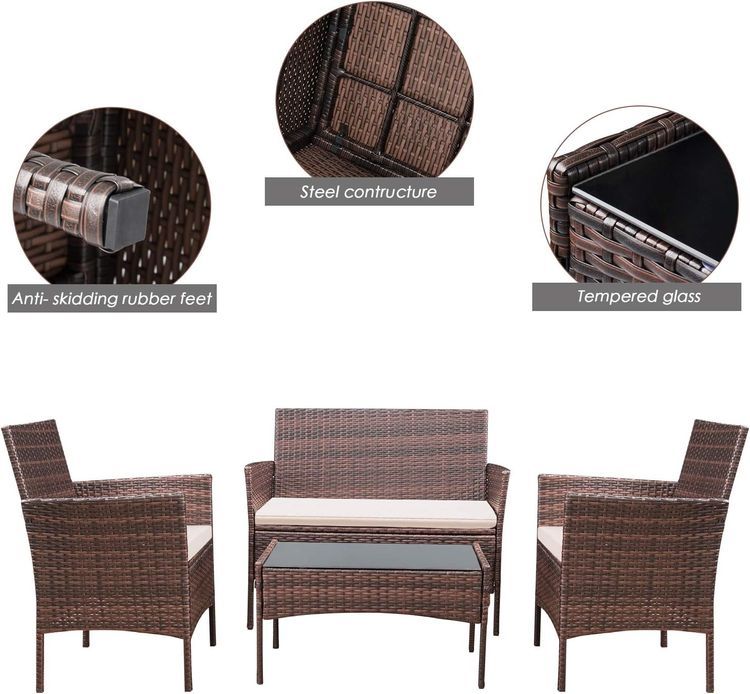 No. 5 - Homall 4 Pieces Patio Furniture Sets - 4