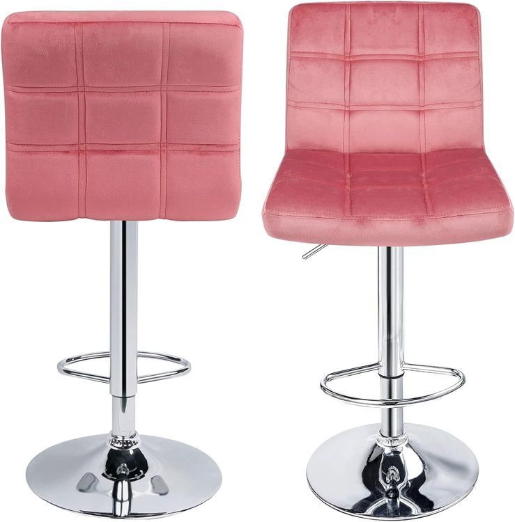 No. 2 - Leopard Outdoor Products Velvet Pink Square Back Patio Stools & Bar Chairs - 3