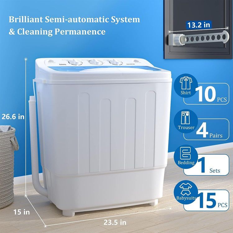 No. 6 - Erivess Portable Mini Compact Twin Tub Washing Machine - 4