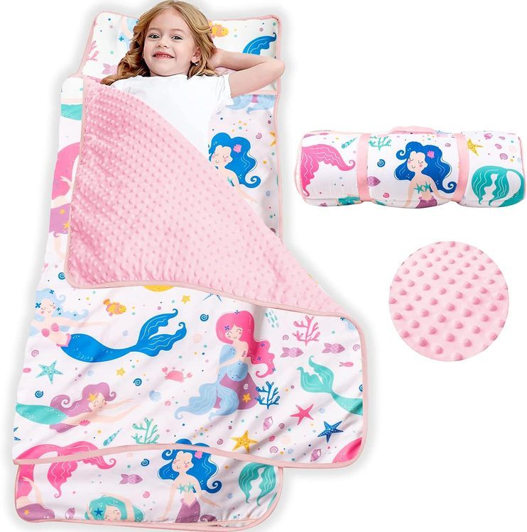 No. 3 - Nap Mat- Toddler Nap Mat with Pillow & Fleece Blanket - 1