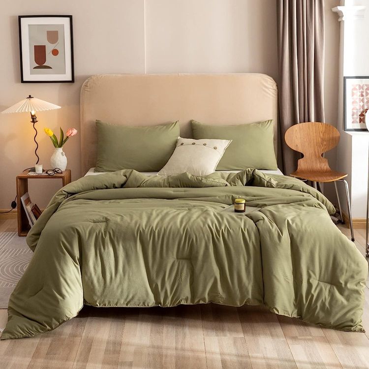 No. 9 - ROSGONIA Olive Green Comforter Set - 3